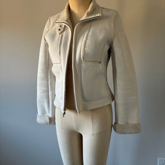 VTG Bebe Women's Suede Winter Jacket w/Sherpa Lining - Picture 3 of 16